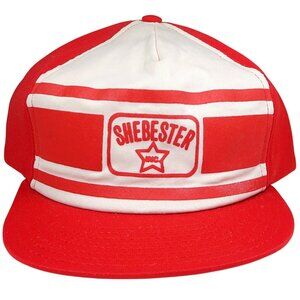 Vintage 1980s Shebester Oil AJD Trucker Hat Red White Snapback USA